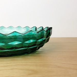 Vintage Emerald Green Crystal Bowl